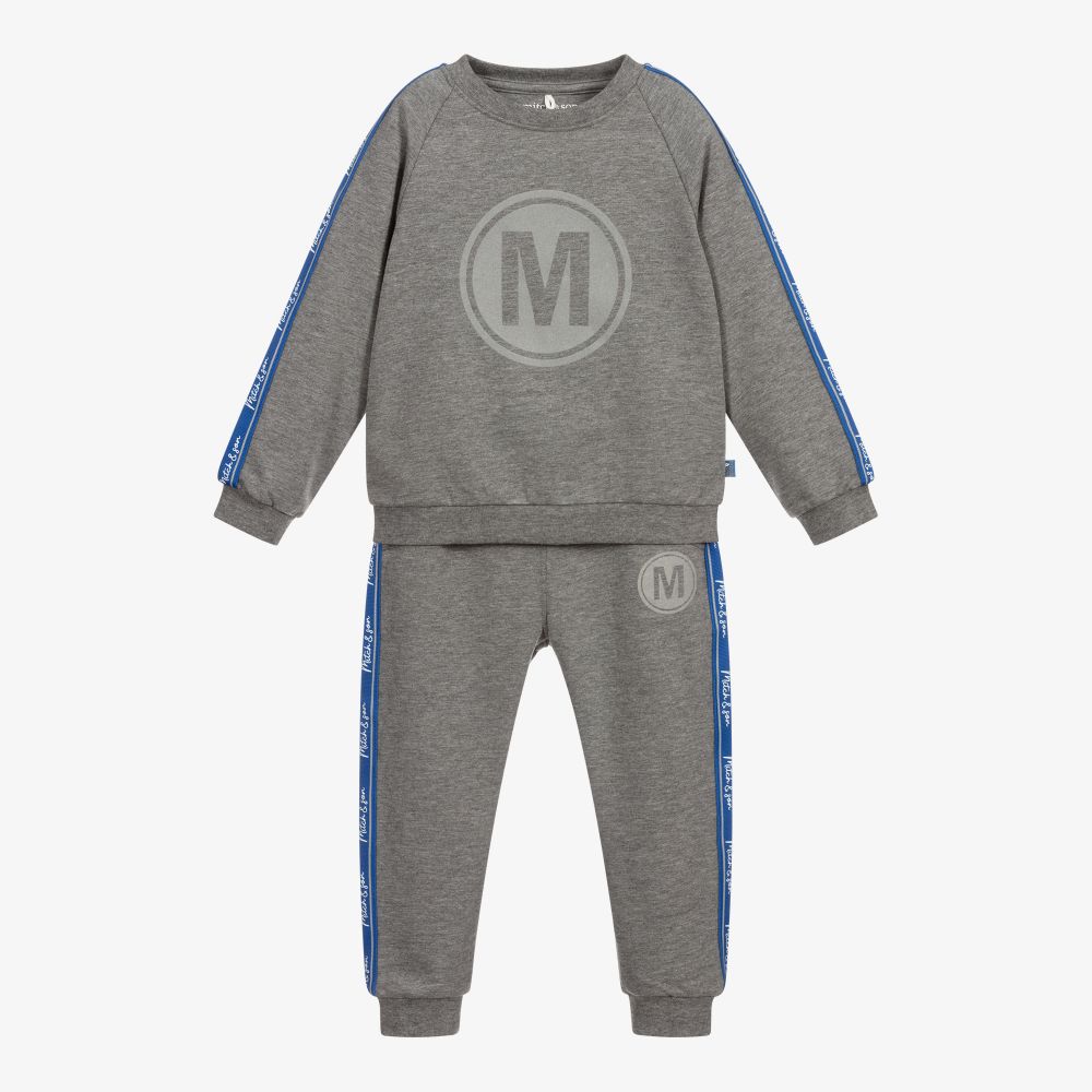 Mitch & Son - Boys Grey Cotton Tracksuit | Childrensalon