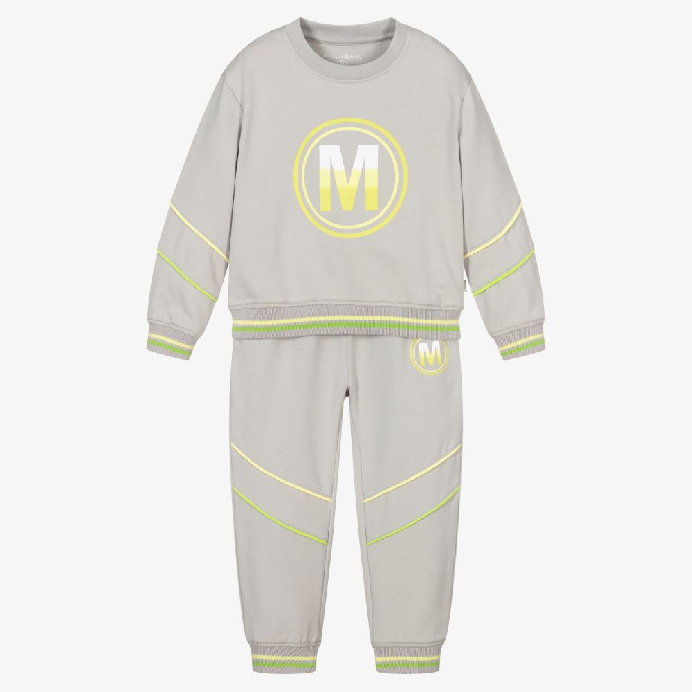 Mitch & Son - Boys Grey Cotton Tracksuit | Childrensalon