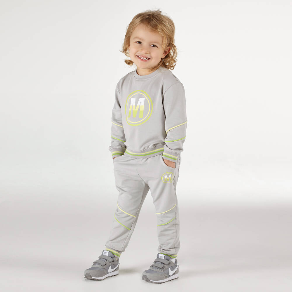 Mitch & Son-Boys Grey Cotton Tracksuit | Childrensalon Outlet