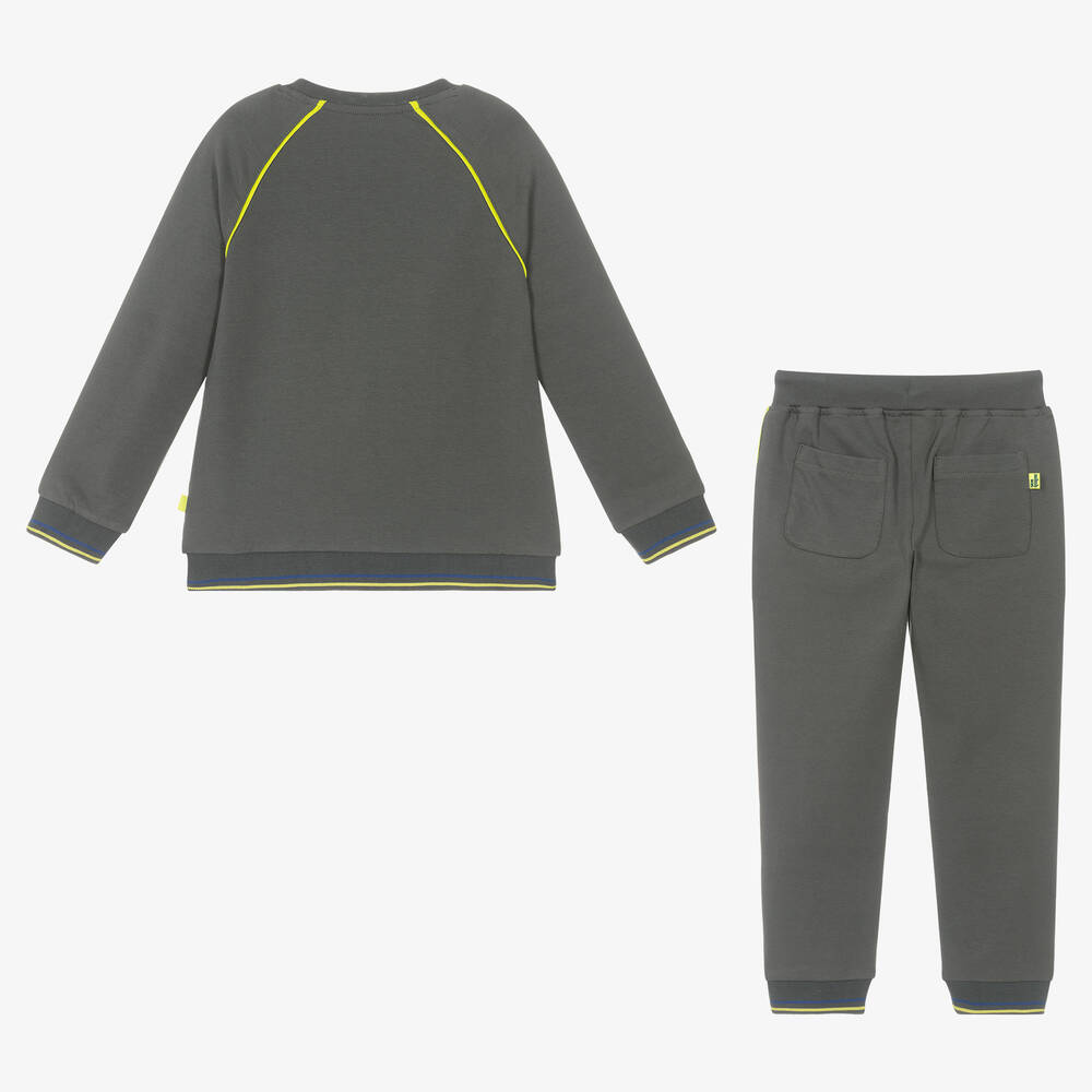 Mitch & Son-Boys Grey Cotton Tracksuit | Childrensalon Outlet
