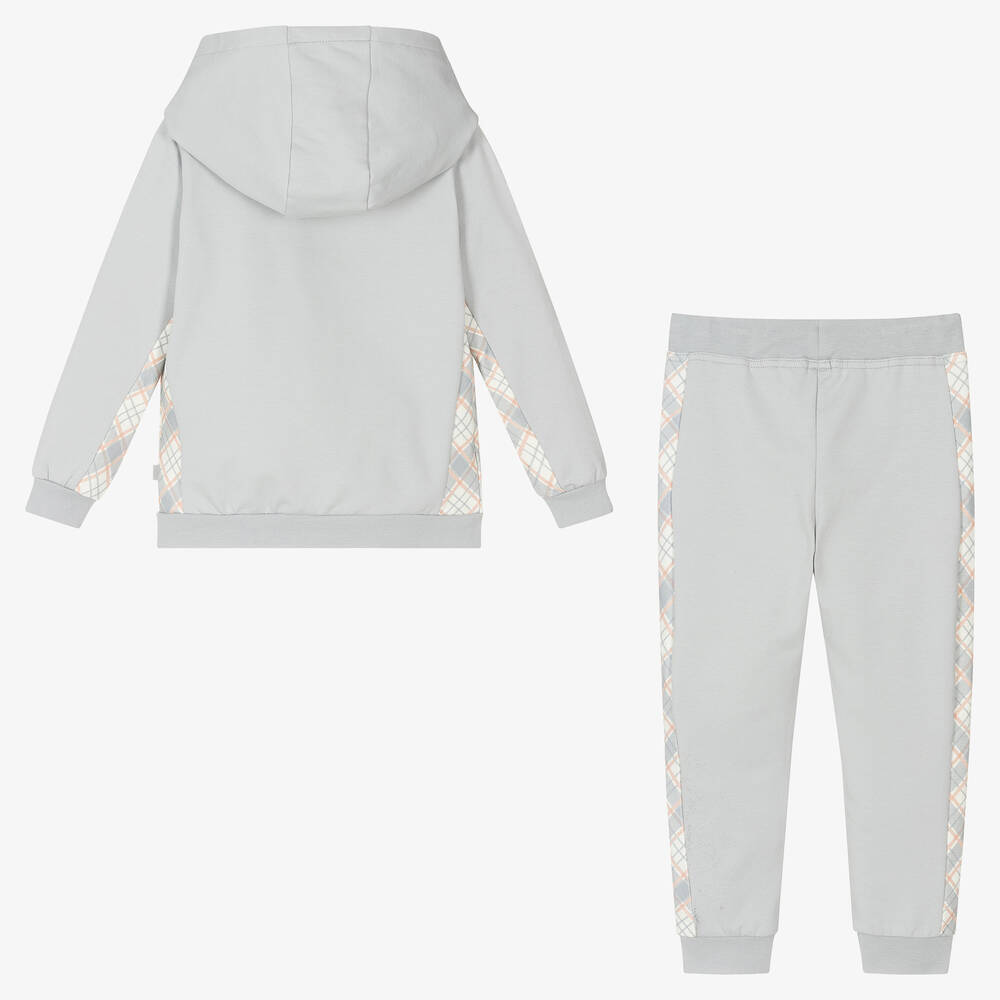 Mitch & Son-Boys Grey Cotton Tracksuit | Childrensalon Outlet