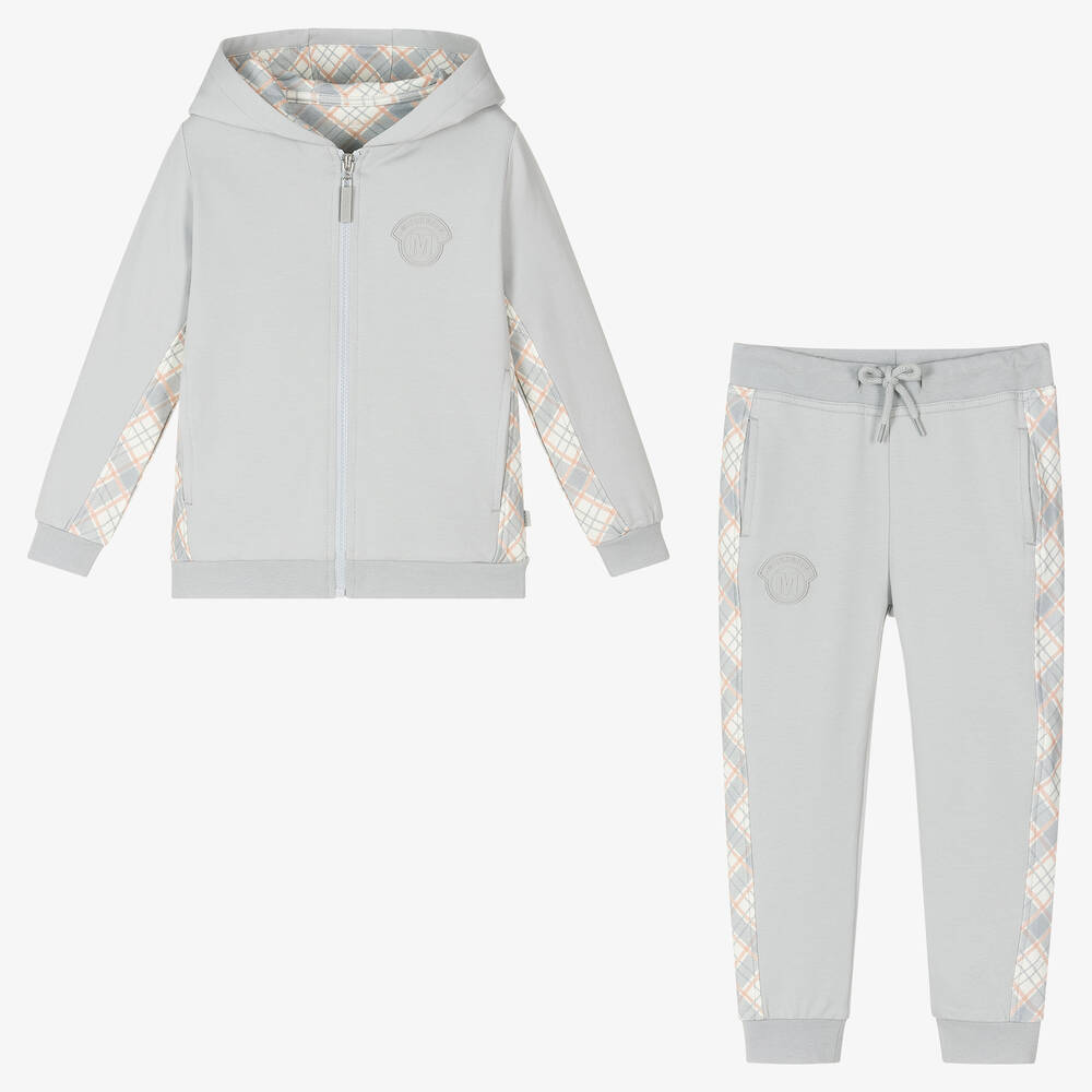 Mitch & Son-Boys Grey Cotton Tracksuit | Childrensalon Outlet