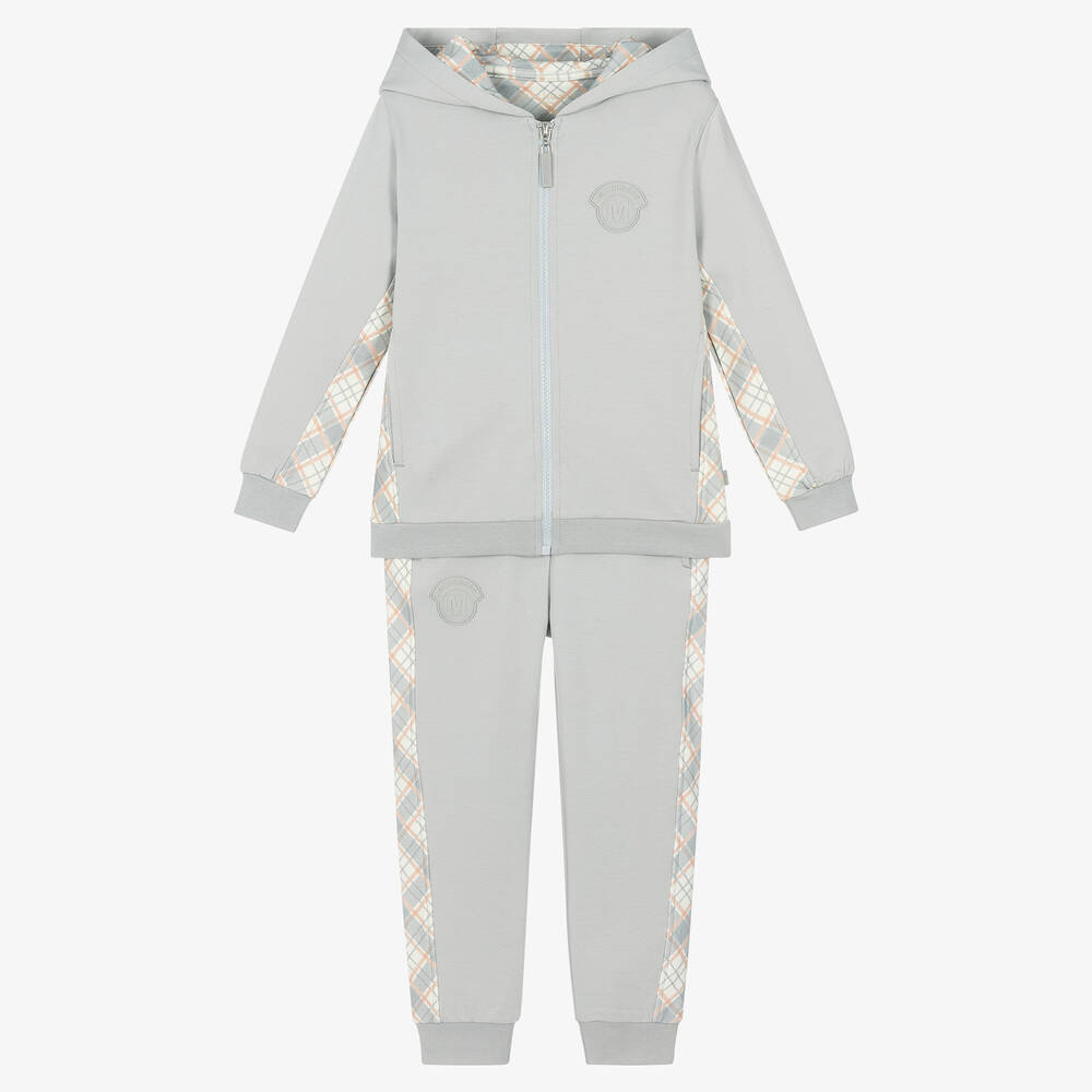 Mitch & Son - Boys Grey Cotton Tracksuit | Childrensalon