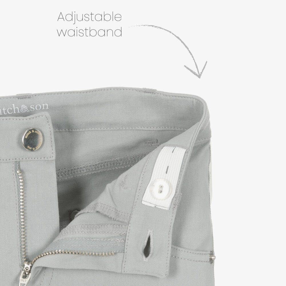 Mitch & Son-بنطلون قطن تويل لون رمادي فاتح للأولاد | Childrensalon Outlet
