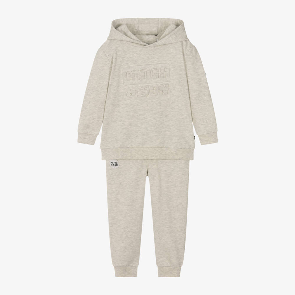 Mitch & Son-Boys Grey Embossed Hoodie Set | Childrensalon Outlet