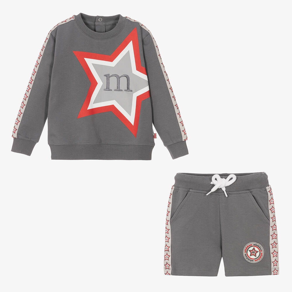 Mitch & Son-Boys Grey Graphic Shorts Set | Childrensalon Outlet