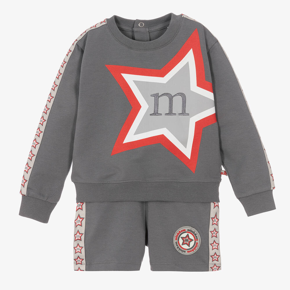 Mitch & Son-Boys Grey Graphic Shorts Set | Childrensalon Outlet