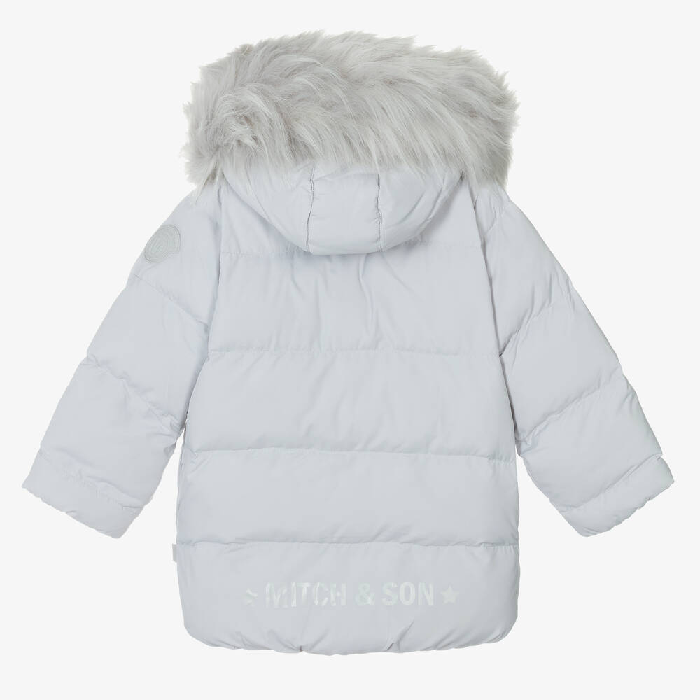 Mitch Son Boys Grey Hooded Puffer Coat