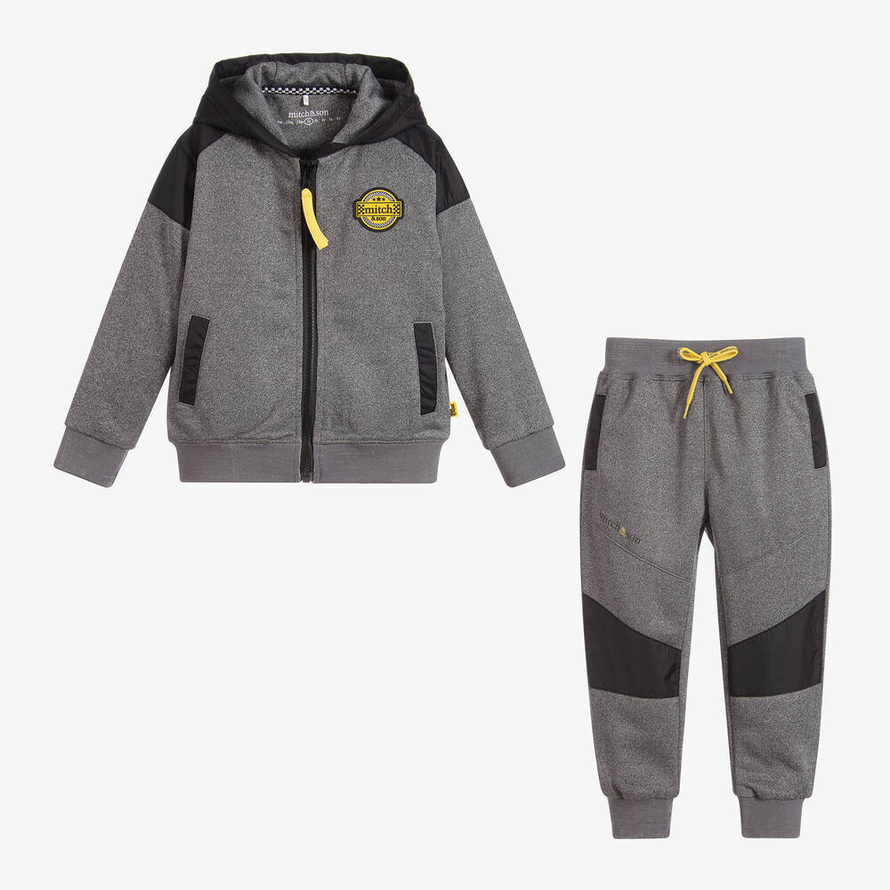 Mitch & Son-Boys Grey Hooded Tracksuit | Childrensalon Outlet