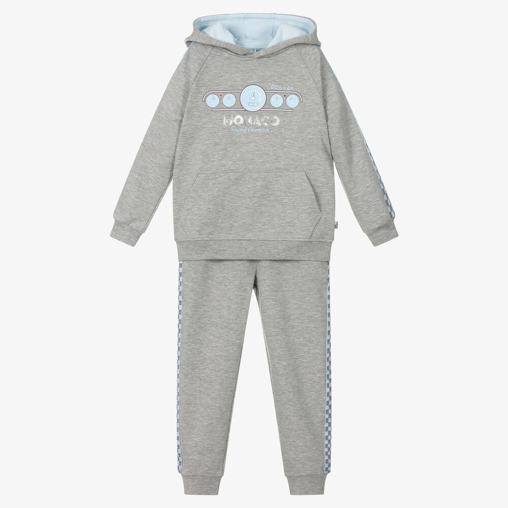 Mitch & Son - Boys Grey Hooded Tracksuit | Childrensalon