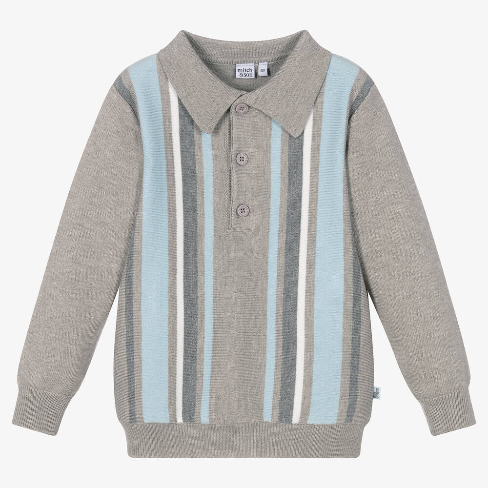 Mitch & Son-Серая трикотажная рубашка поло для мальчиков | Childrensalon Outlet
