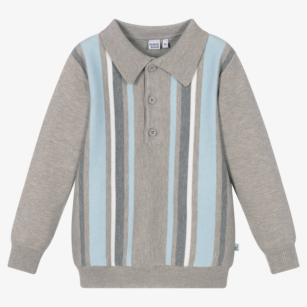 Mitch & Son - Polo gris en maille garçon | Childrensalon