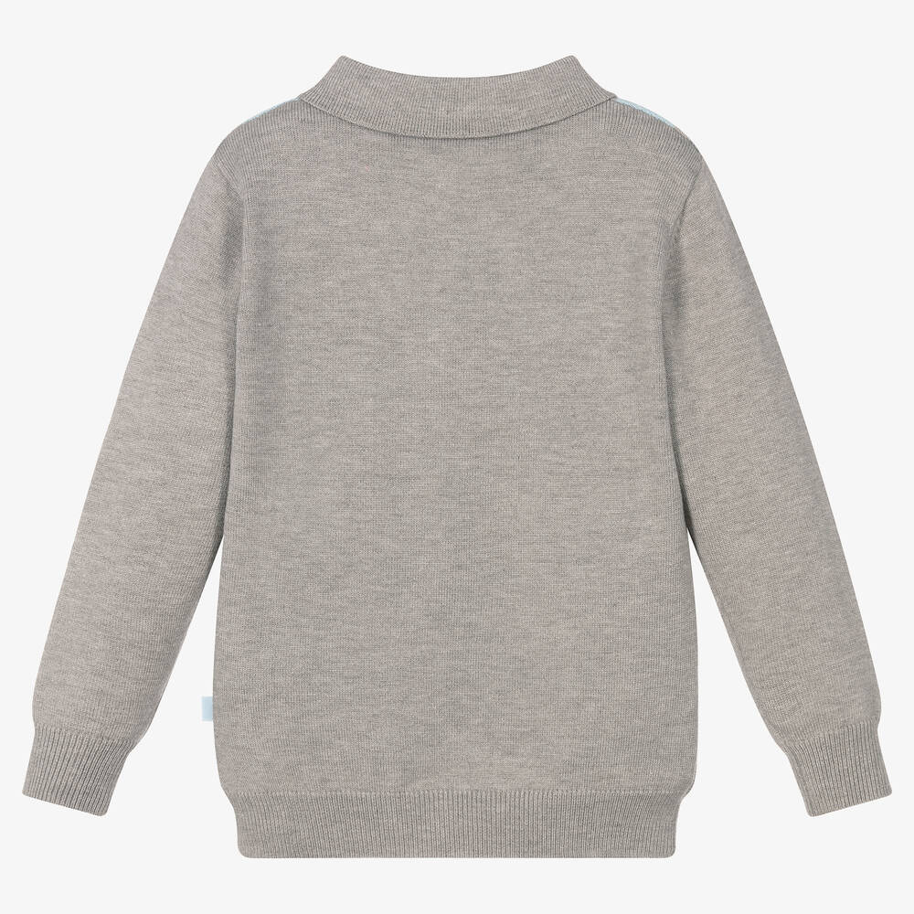 Mitch & Son-Boys Grey Knitted Polo Shirt | Childrensalon Outlet