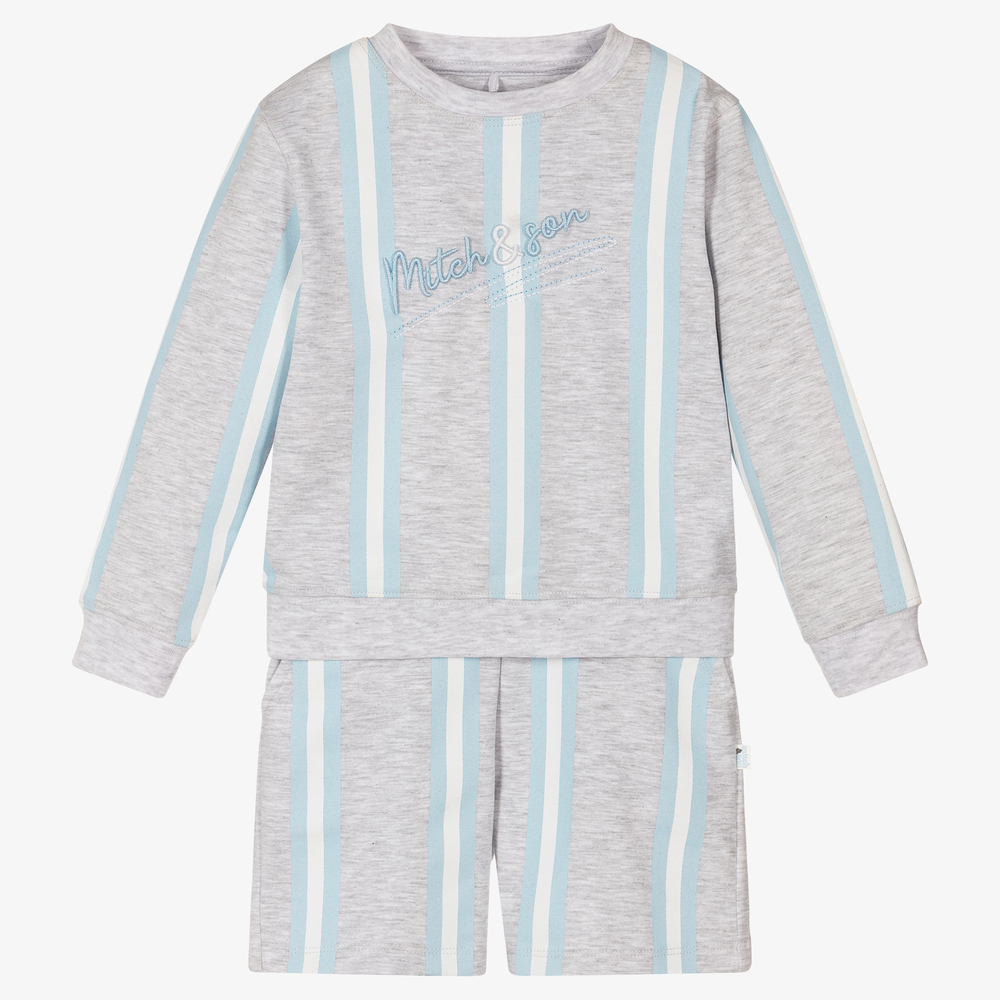 Mitch & Son - Boys Grey Shorts Tracksuit | Childrensalon