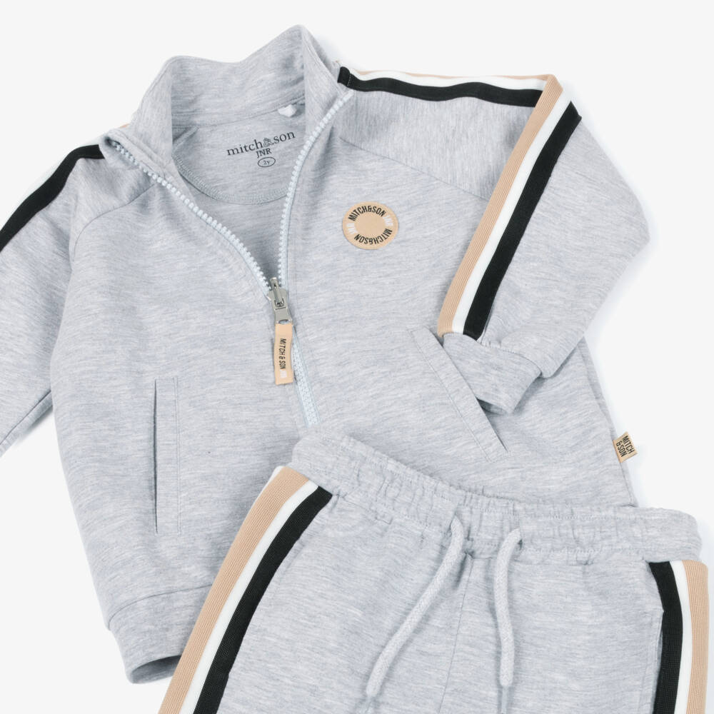 Mitch & Son-Серый полосатый трикотажный спортивный костюм для мальчиков | Childrensalon Outlet