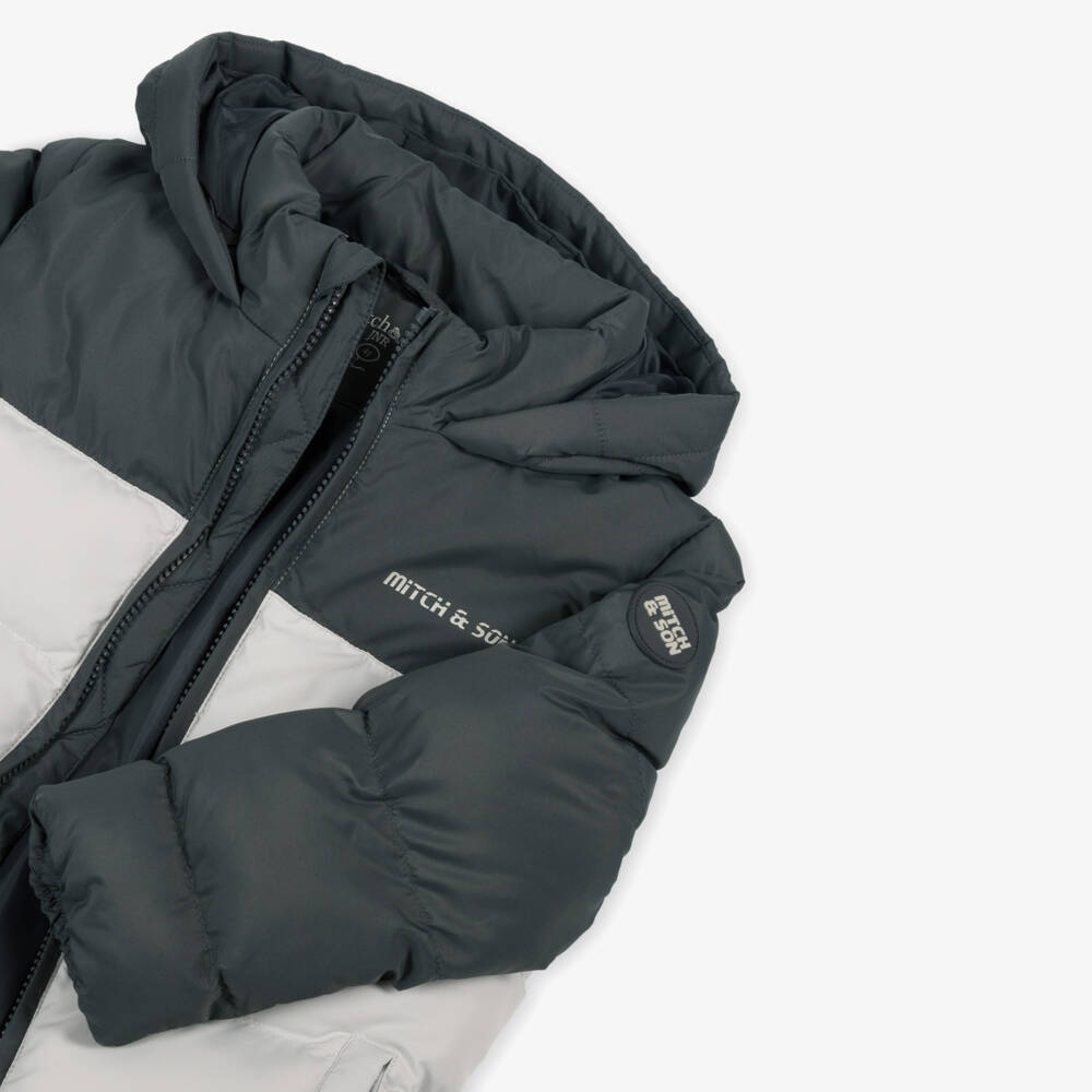 Mitch & Son-معطف بافر بألوان بلوك لون رمادي للأولاد | Childrensalon Outlet