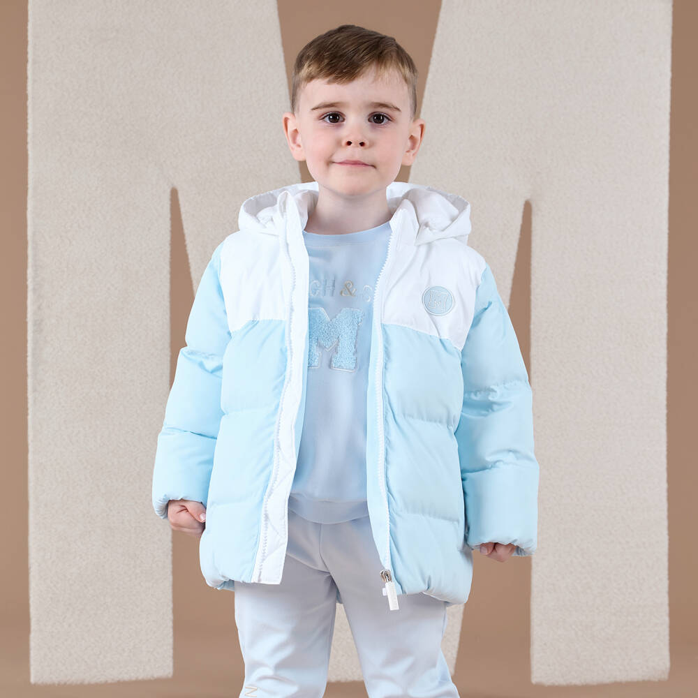 Mitch & Son-معطف بافر بهودي لون أزرق فاتح وأبيض للأولاد | Childrensalon Outlet