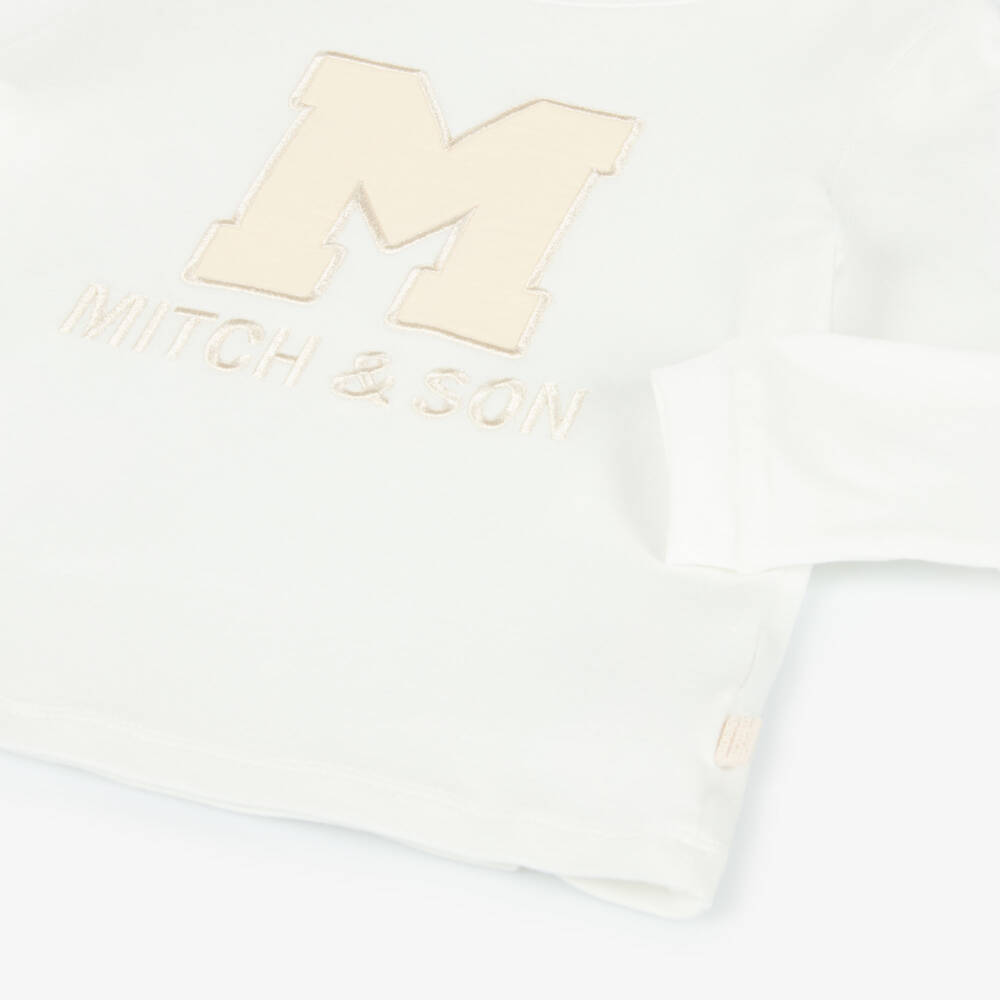 Mitch & Son-Boys Ivory Cotton Long Sleeve Tee | Childrensalon Outlet