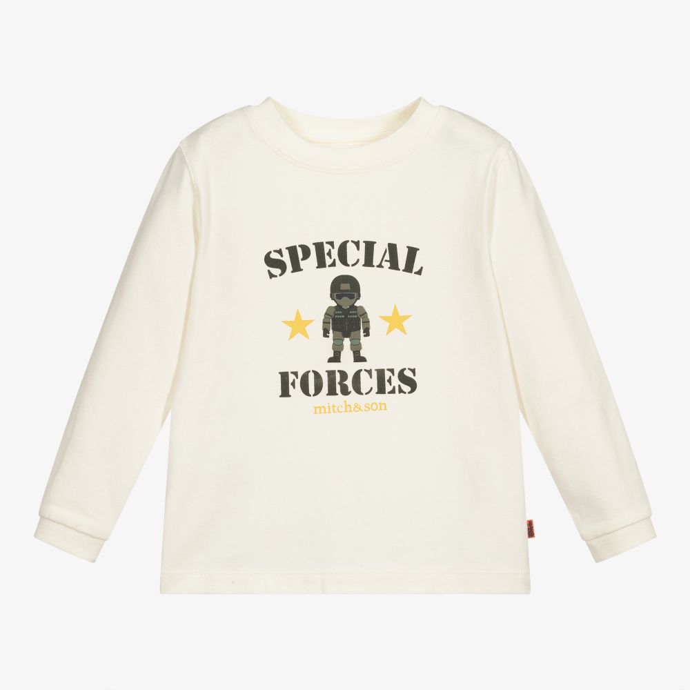 Mitch & Son-Boys Ivory Cotton Top | Childrensalon Outlet