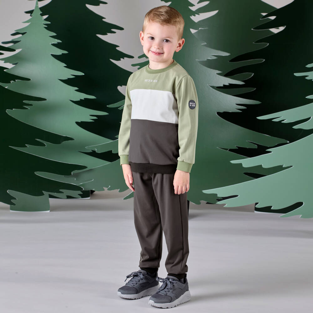 Mitch & Son-بدلة رياضية بألوان بلوك لون أخضر للاولاد | Childrensalon Outlet