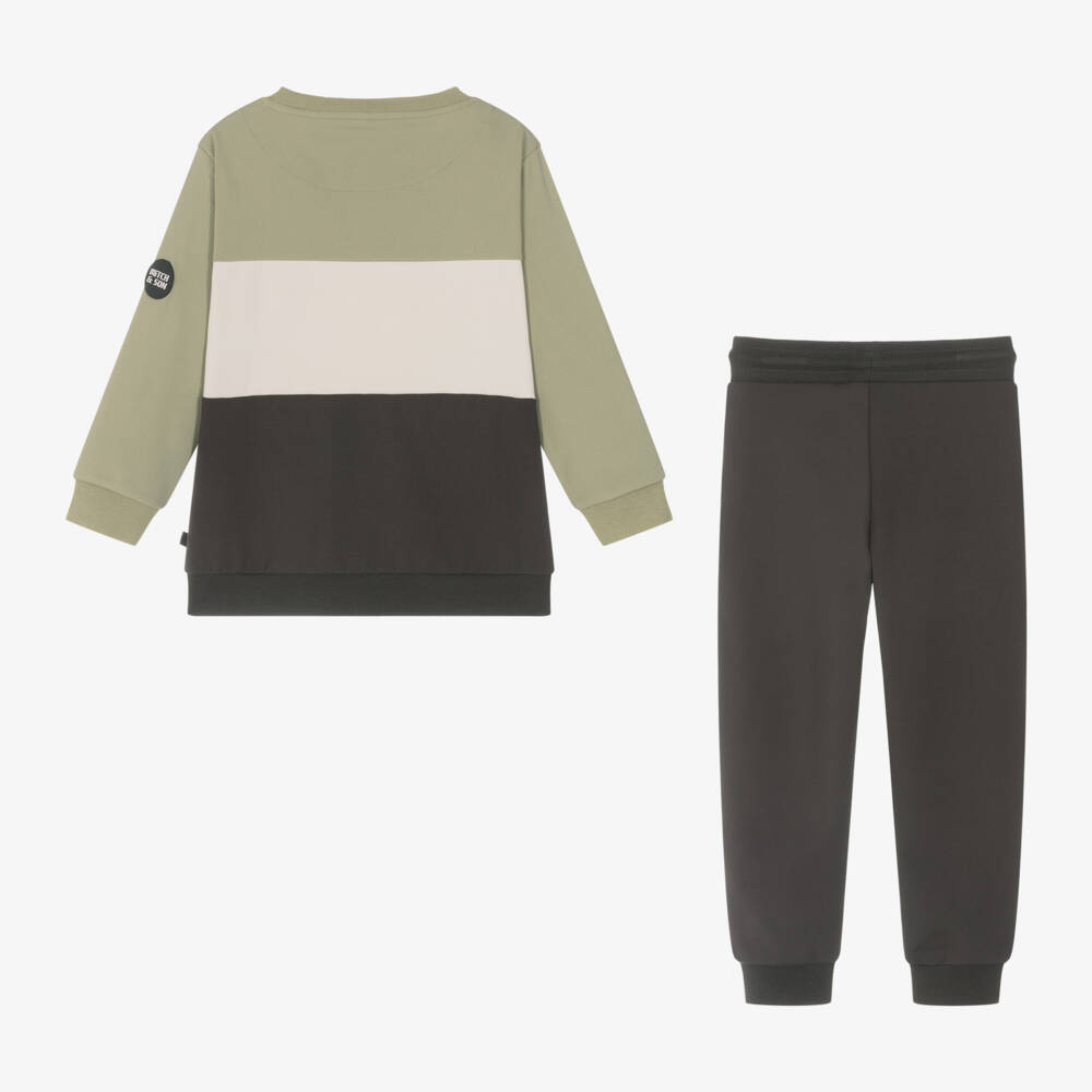 Mitch & Son-بدلة رياضية بألوان بلوك لون أخضر للاولاد | Childrensalon Outlet