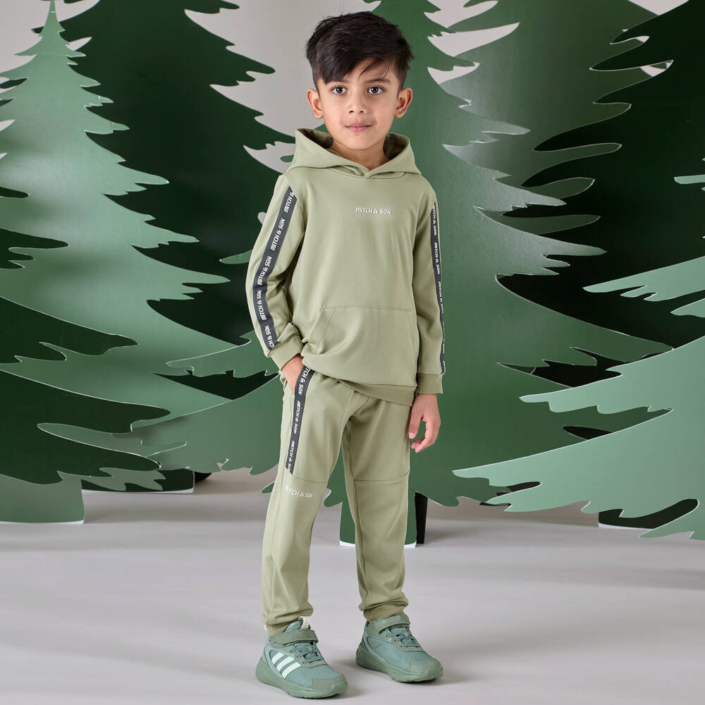 Mitch & Son-Boys Khaki Hooded Tracksuit Set | Childrensalon Outlet