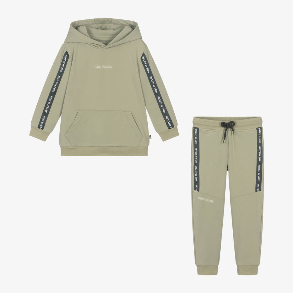 Mitch & Son-Boys Khaki Hooded Tracksuit Set | Childrensalon Outlet