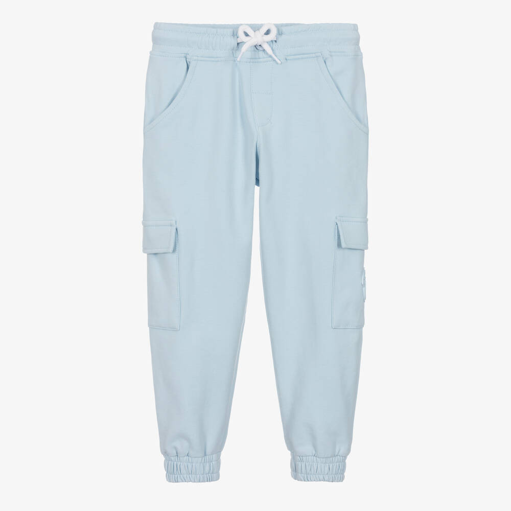 Mitch & Son - Boys Light Blue Cotton Cargo Joggers | Childrensalon