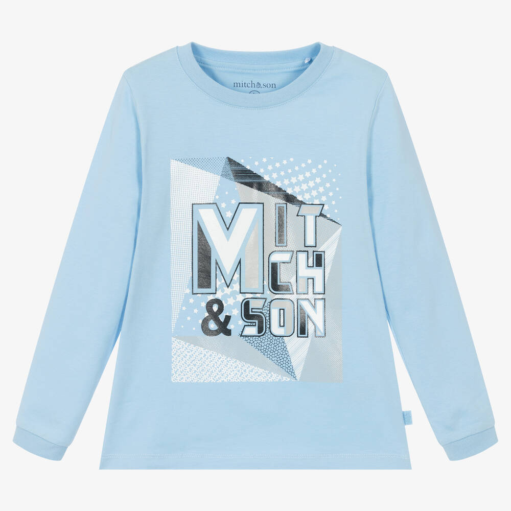 Mitch & Son - Голубой топ из хлопкового джерси | Childrensalon