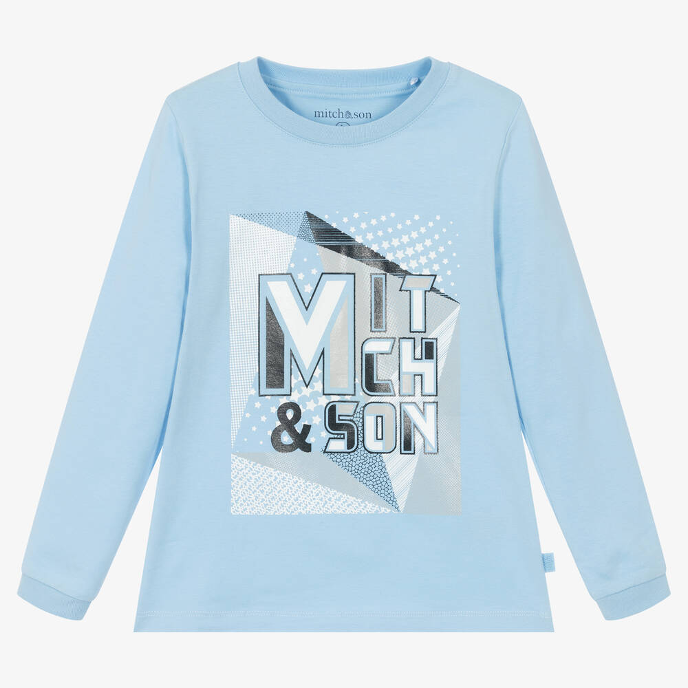 Mitch & Son-توب قطن جيرسي لون أزرق فاتح للأولاد | Childrensalon Outlet