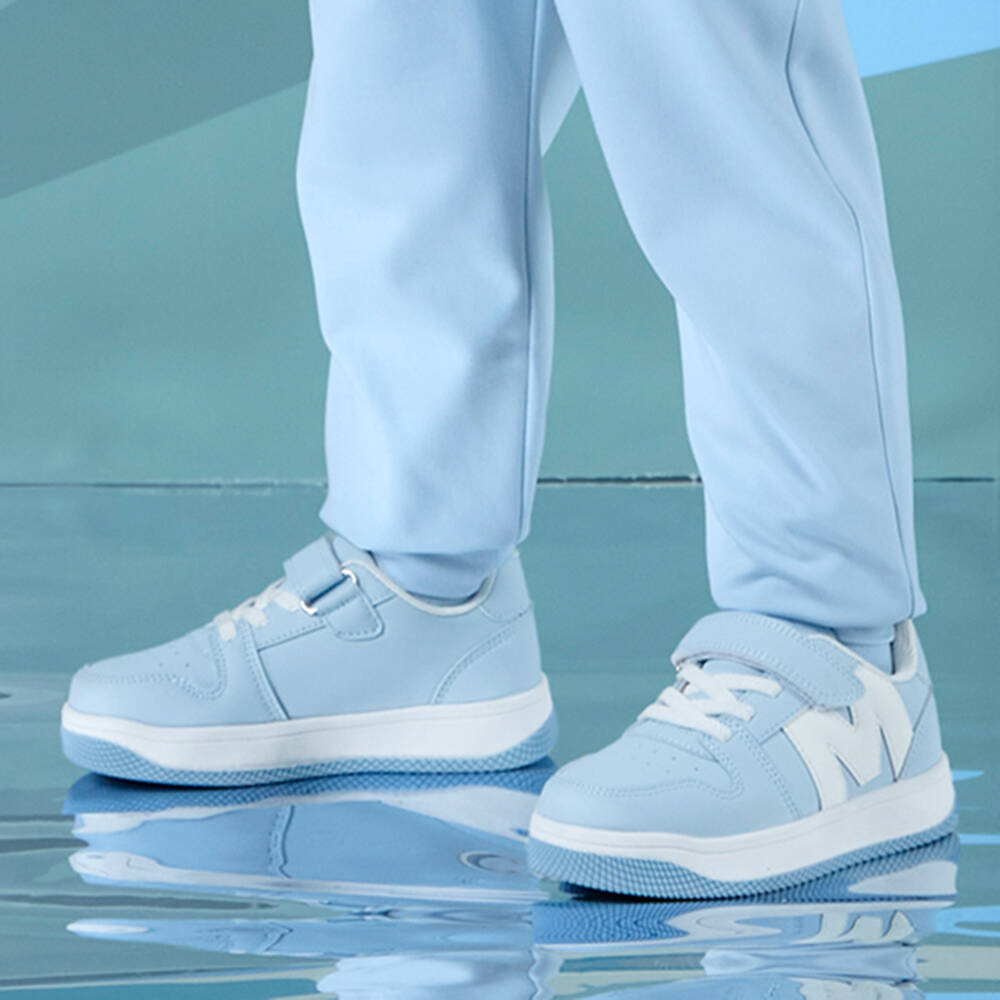 Mitch & Son-Boys Light Blue Faux Leather Trainers | Childrensalon Outlet
