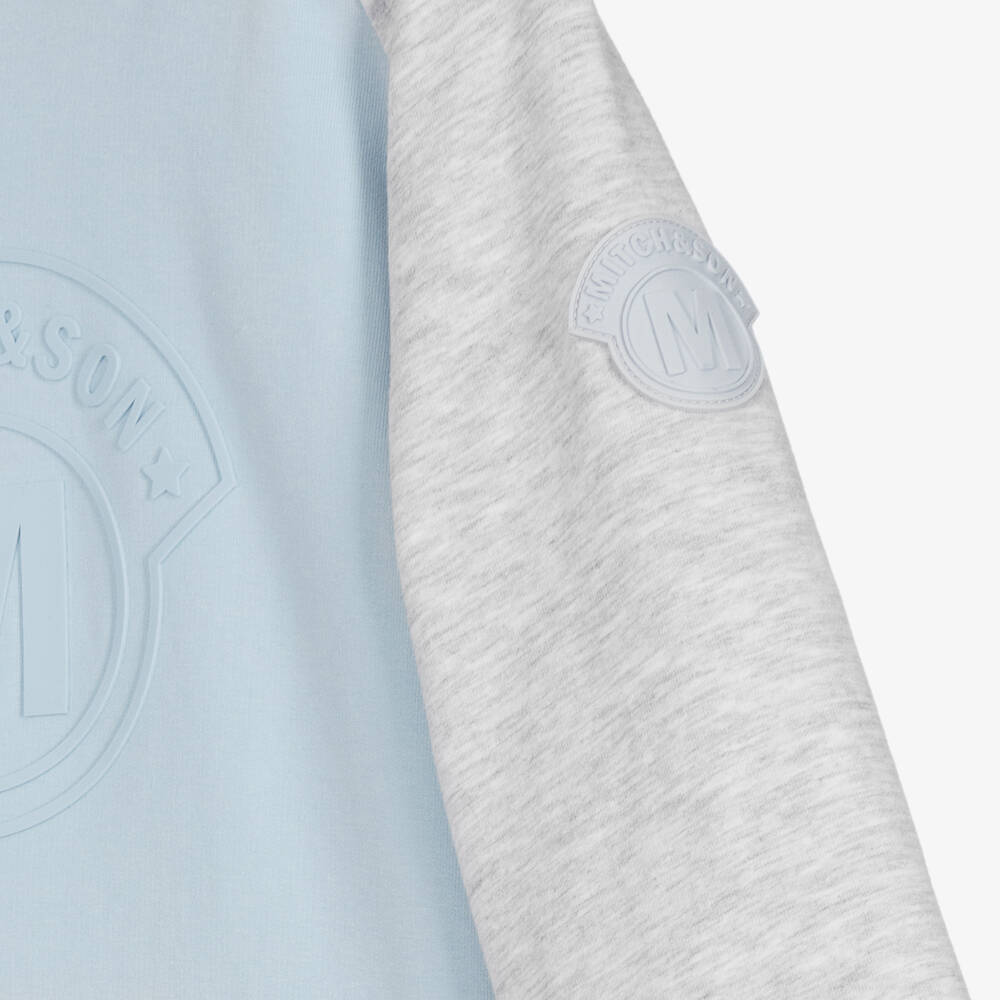 Mitch & Son-Boys Light Blue & Grey Cotton Tracksuit | Childrensalon Outlet