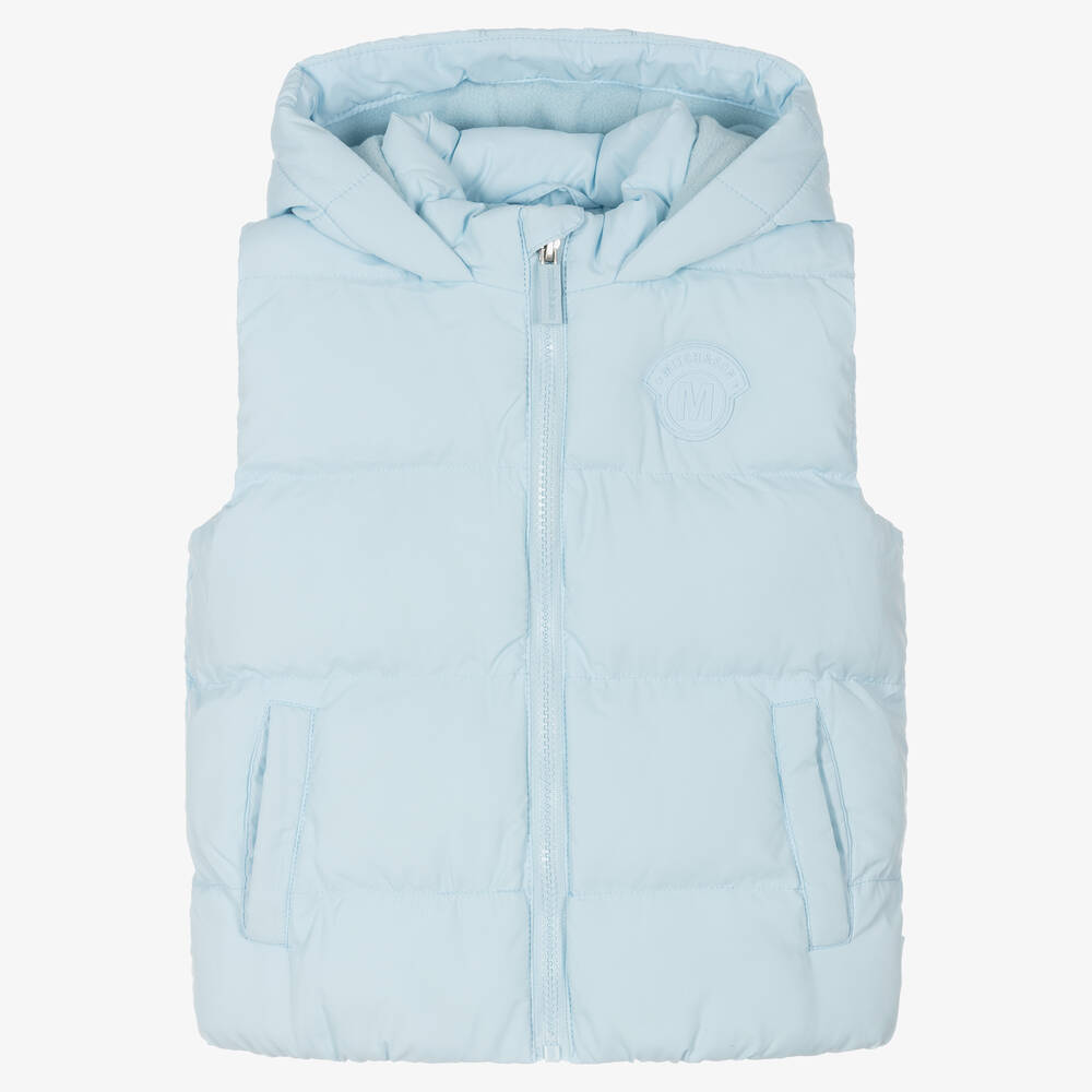 Mitch & Son - Boys Light Blue Hooded Puffer Gilet | Childrensalon