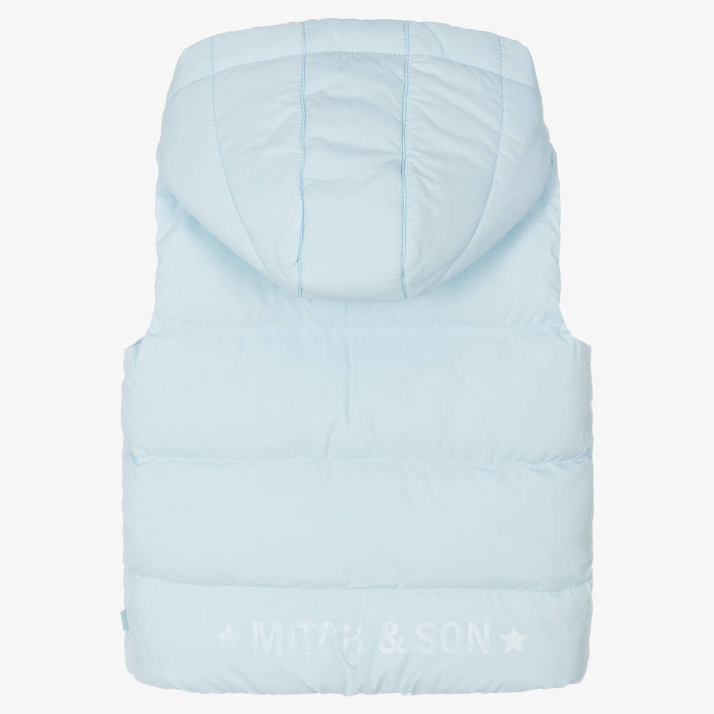 Mitch & Son-Boys Light Blue Hooded Puffer Gilet | Childrensalon Outlet