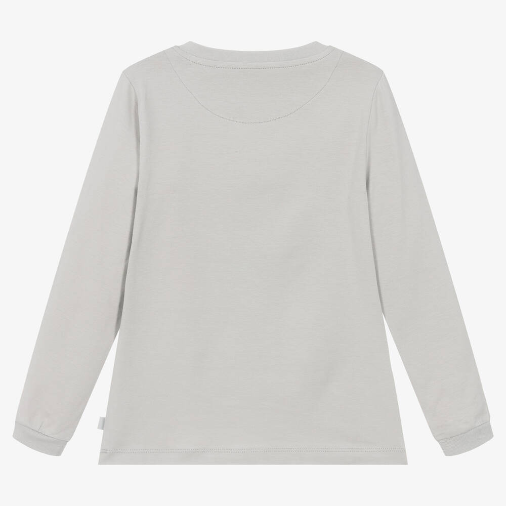 Mitch & Son-توب قطن جيرسي لون رمادي فاتح للأولاد | Childrensalon Outlet