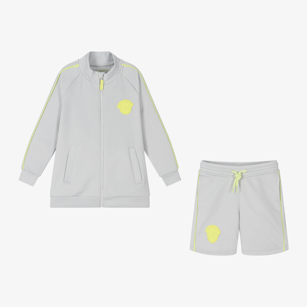 Mitch & Son-طقم شورت جيرسي لون رمادي فاتح وأخضر للأولاد | Childrensalon Outlet