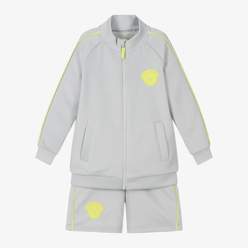 Mitch & Son-Boys Light Grey & Green Shorts Set | Childrensalon Outlet