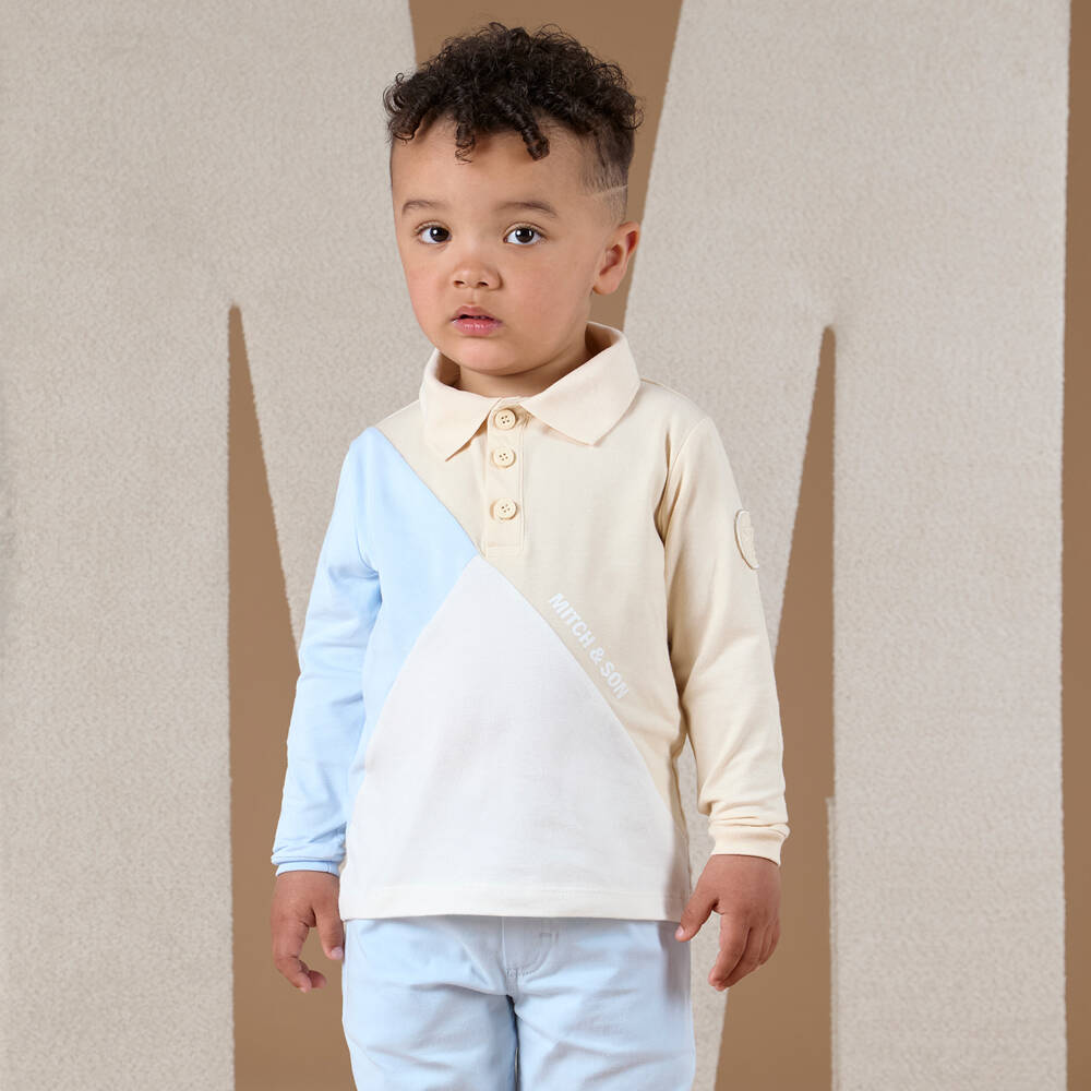 Mitch & Son-Boys Long Sleeve Colourblock Polo | Childrensalon Outlet