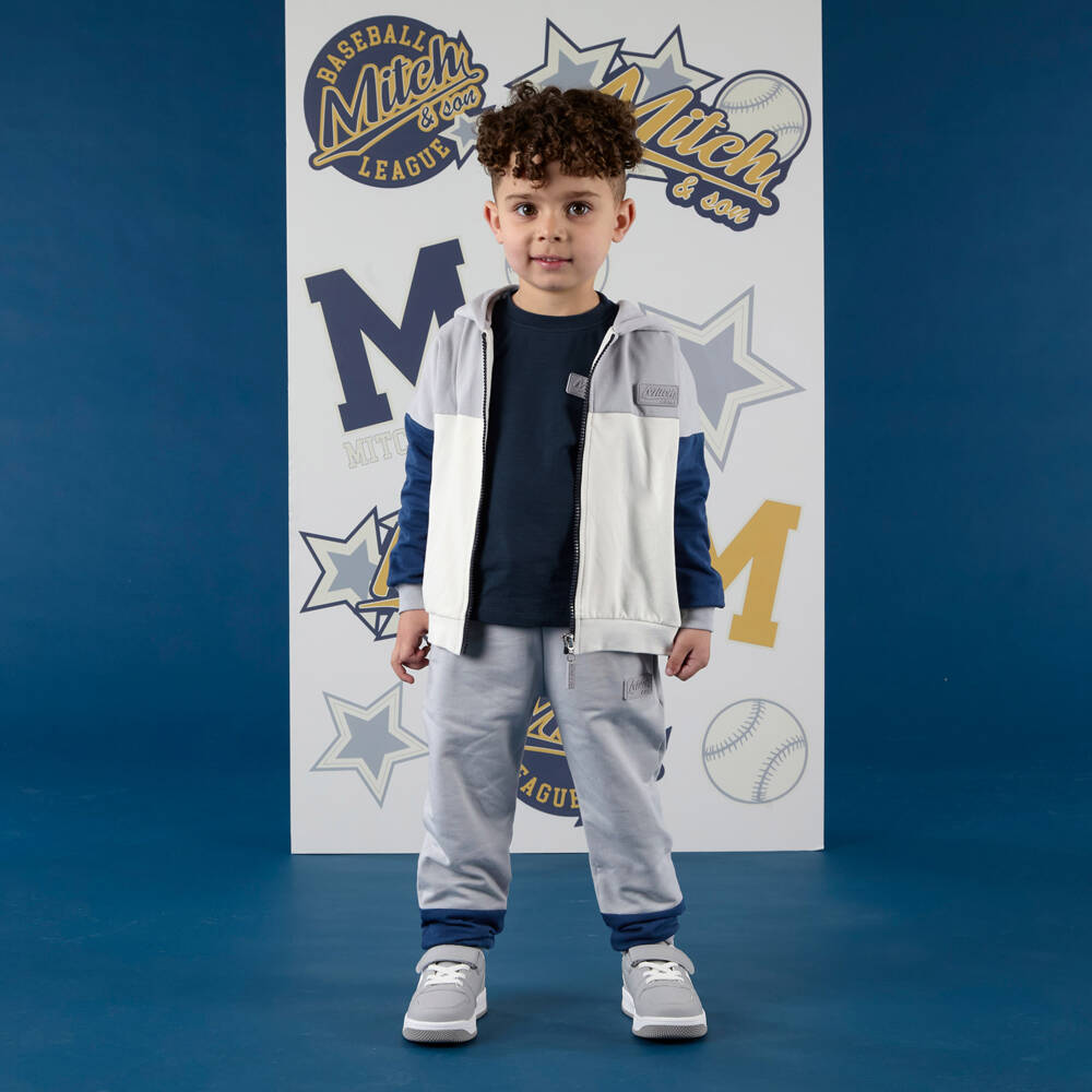 Mitch & Son-Boys Navy Blue Cotton Patch Long-Sleeved Top | Childrensalon Outlet