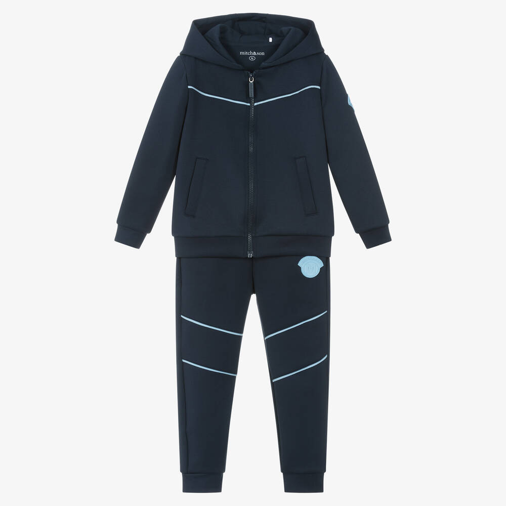 Mitch & Son - Boys Navy Blue Cotton Tracksuit | Childrensalon