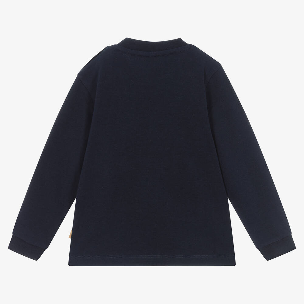 Mitch & Son-Boys Navy Blue Cotton Varsity Logo Top | Childrensalon Outlet