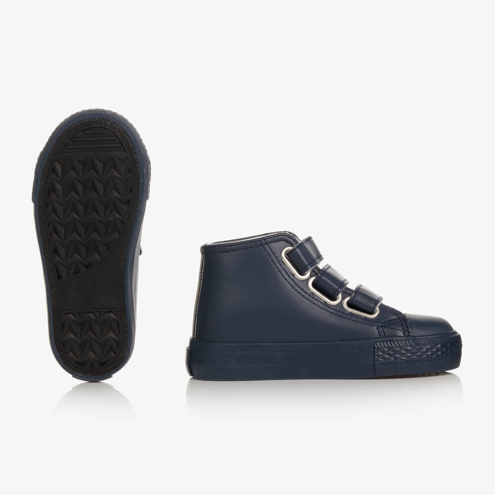 Mitch & Son-Boys Navy Blue High-Top Trainers | Childrensalon Outlet