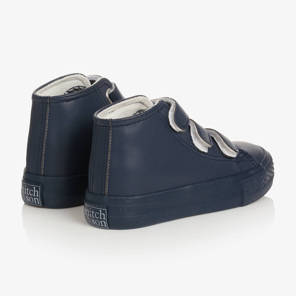 Mitch & Son-Boys Navy Blue High-Top Trainers | Childrensalon Outlet