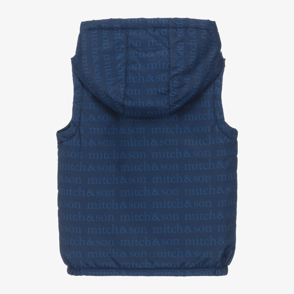 Mitch & Son-Boys Navy Blue Hooded Gilet | Childrensalon Outlet