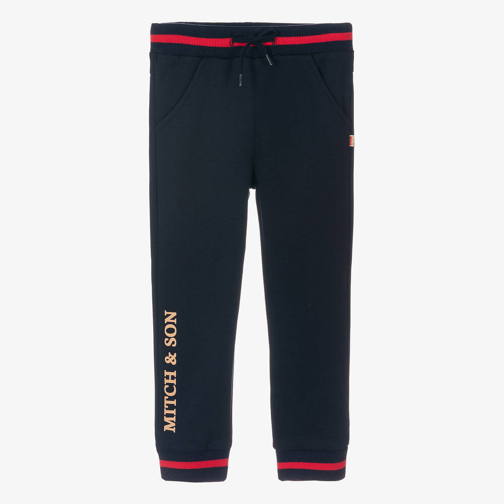 Mitch & Son - Boys Navy Blue Joggers | Childrensalon