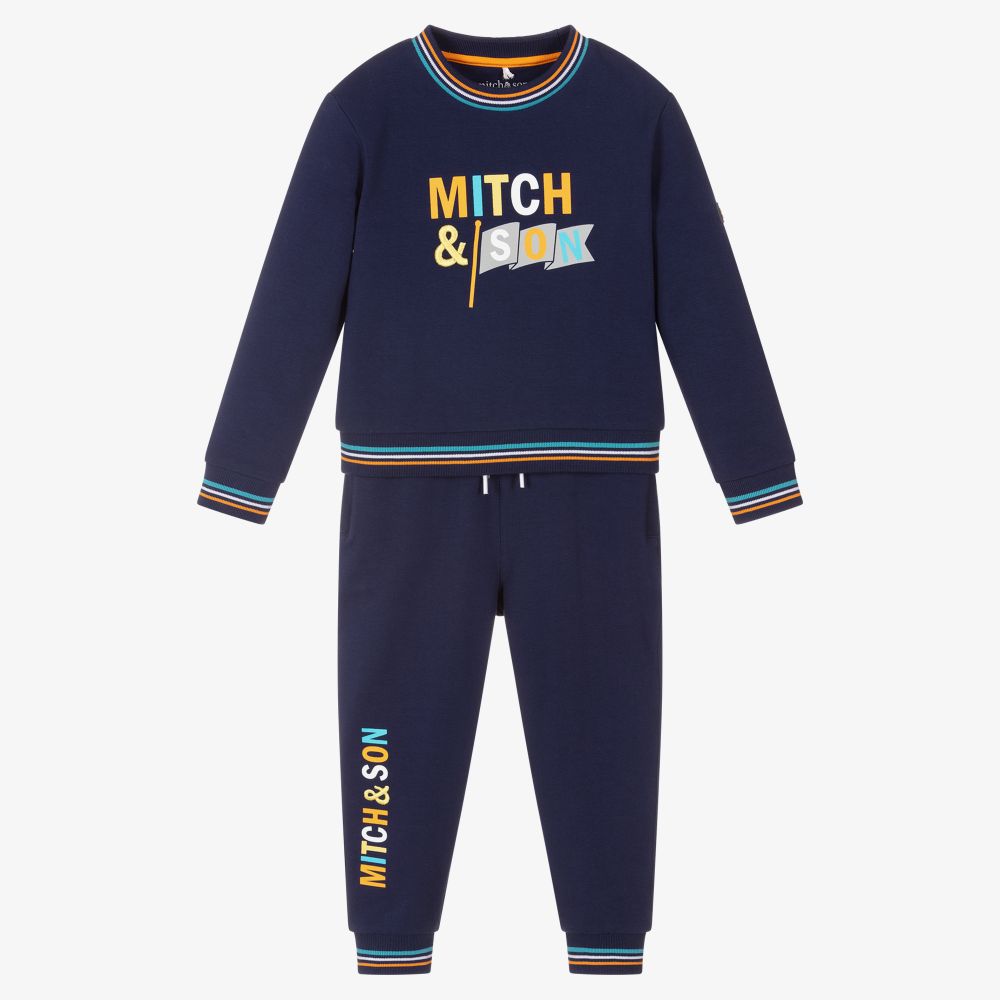 Mitch & Son - Boys Navy Blue Logo Tracksuit | Childrensalon