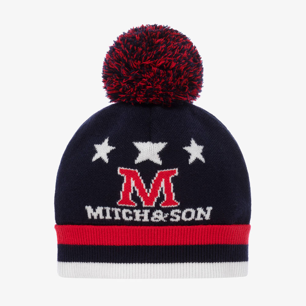 Mitch & Son - Boys Navy Blue Pom-Pom Hat | Childrensalon