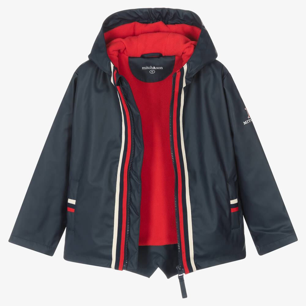 Mitch Son Boys Navy Blue Raincoat Childrensalon Outlet