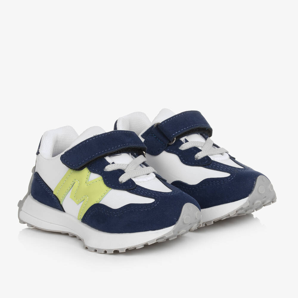 Mitch & Son-Boys Navy Blue & White Trainers | Childrensalon Outlet