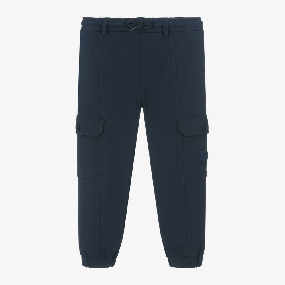 Mitch & Son-Boys Navy Cotton Cargo Trousers | Childrensalon Outlet
